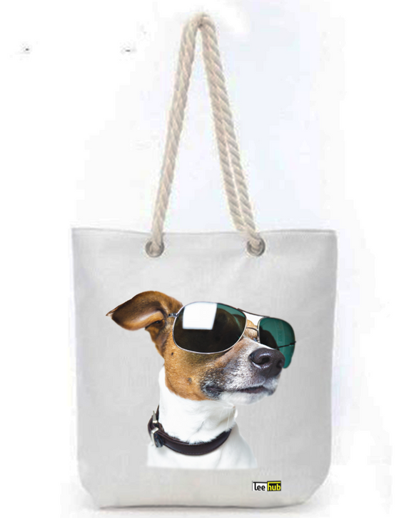 Cats & Dogs Design-Canvas Tote-with-Zipper-Thick-Rope-Sling-bag-Graphic 10
