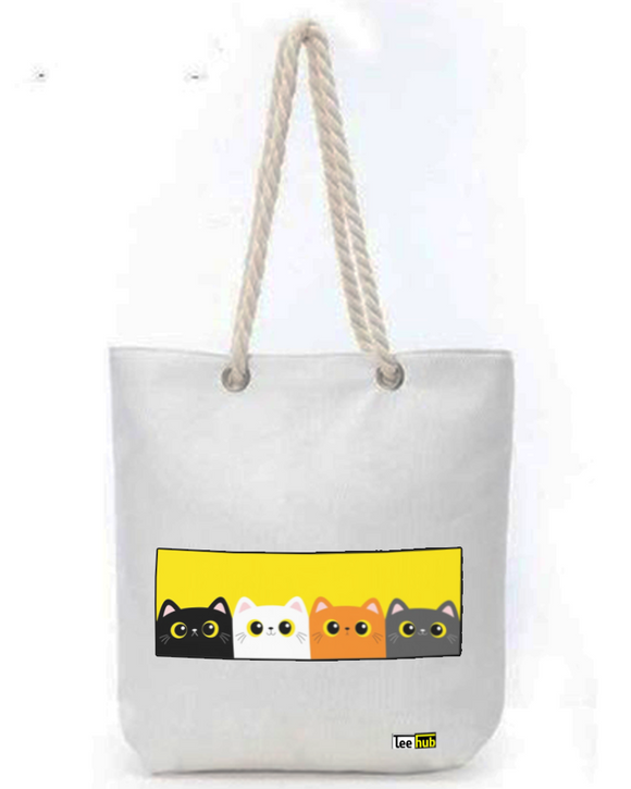 Cute Designs-Canvas Tote-with-Zipper-Thick-Rope-Sling-bag-Graphic 11