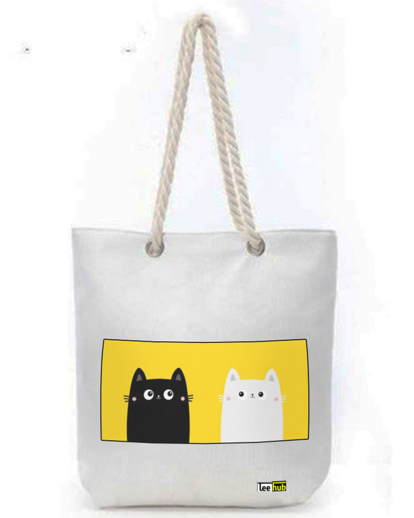 Cute Designs-Canvas Tote-with-Zipper-Thick-Rope-Sling-bag-Graphic 12