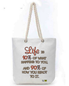 Positive Quotes-Canvas Tote-with-Zipper-Thick-Rope-Sling-bag-Graphic 12