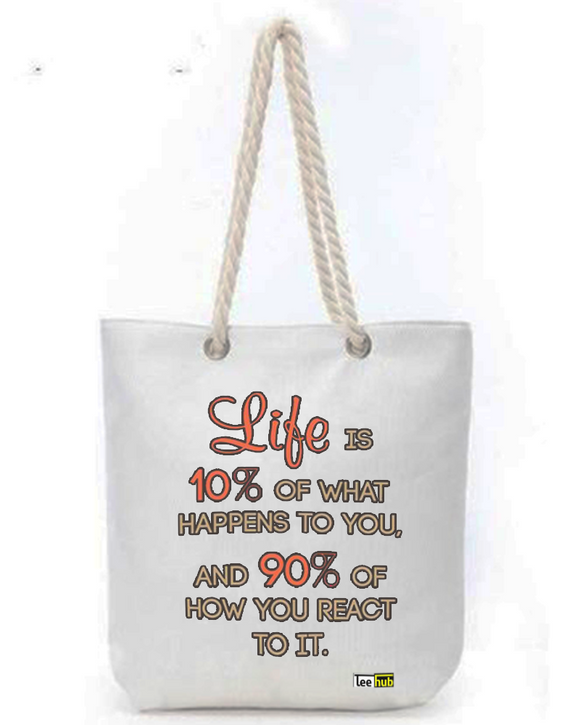 Positive Quotes-Canvas Tote-with-Zipper-Thick-Rope-Sling-bag-Graphic 12