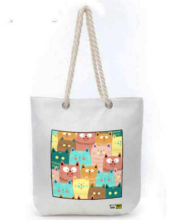 Cute Designs-Canvas Tote-with-Zipper-Thick-Rope-Sling-bag-Graphic 15