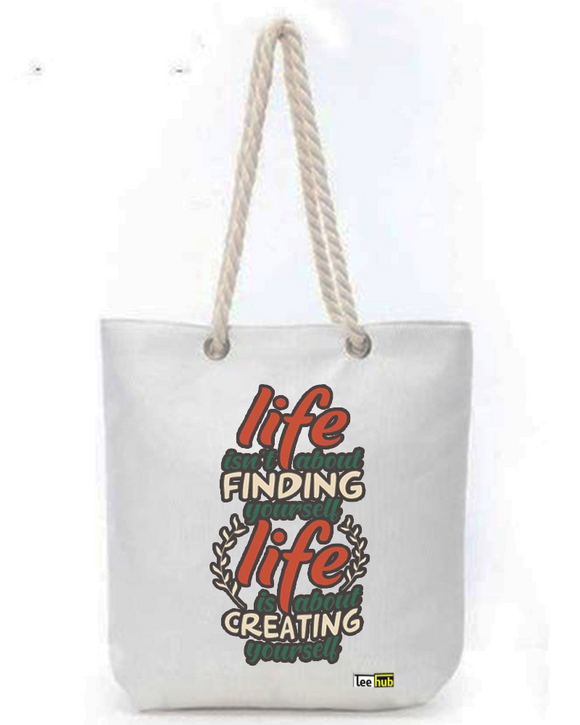 Positive Quotes-Canvas Tote-with-Zipper-Thick-Rope-Sling-bag-Graphic 13