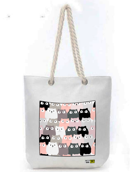 Cute Designs-Canvas Tote-with-Zipper-Thick-Rope-Sling-bag-graphic 13