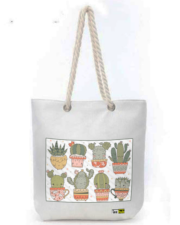 Cute Designs-Canvas Tote-with-Zipper-Thick-Rope-Sling-bag-Graphic 16