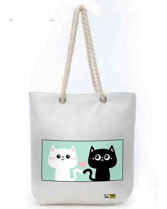 Cute Designs-Canvas Tote-with-Zipper-Thick-Rope-Sling-bag-Graphic 14
