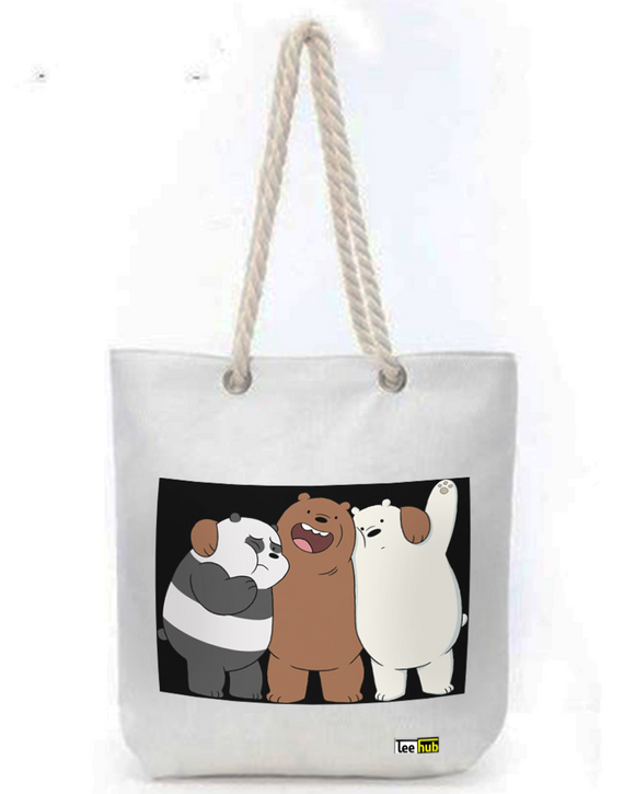 Cute Designs-Canvas Tote-with-Zipper-Thick-Rope-Sling-bag-Graphic 17