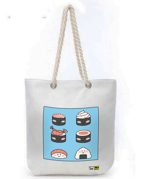 Cute Designs-Canvas Tote-with-Zipper-Thick-Rope-Sling-bag-Graphic 20