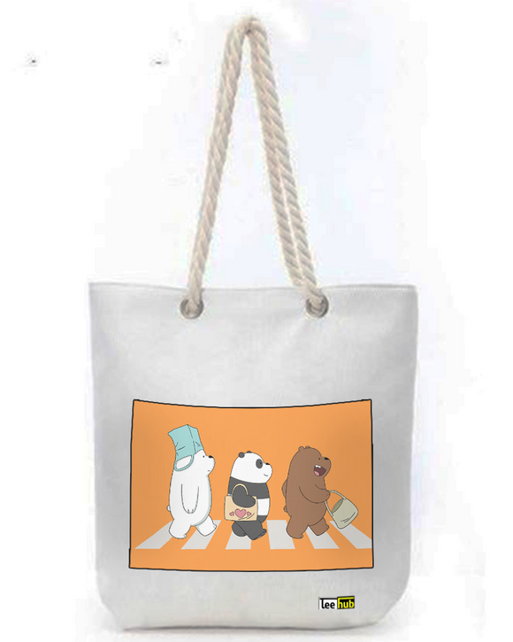 Cute Designs-Canvas Tote-with-Zipper-Thick-Rope-Sling-bag-Graphic 22