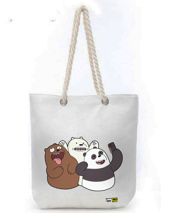 Cute Designs-Canvas Tote-with-Zipper-Thick-Rope-Sling-bag-Graphic 21