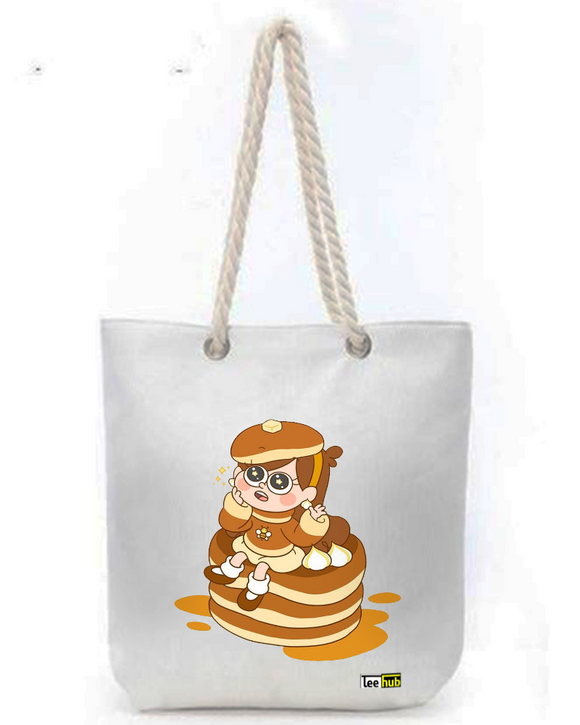 Cute Designs-Canvas Tote-with-Zipper-Thick-Rope-Sling-bag-Graphic 1