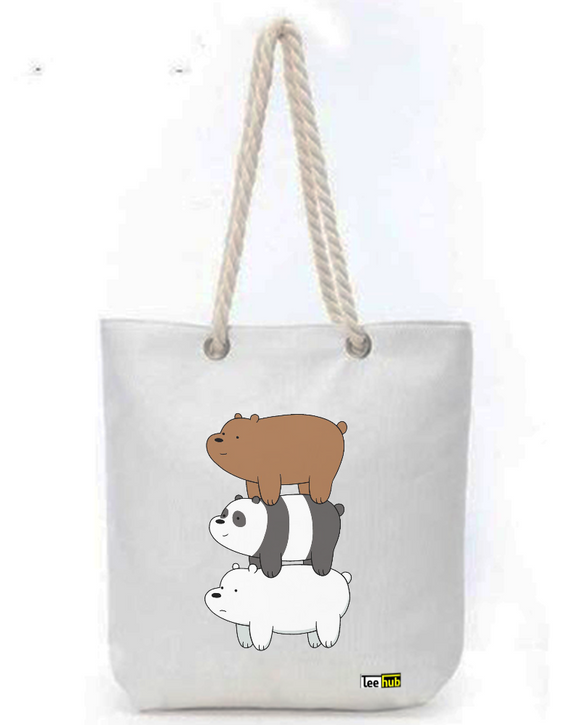 Cute Designs-Canvas Tote-with-Zipper-Thick-Rope-Sling-bag-Graphic 4