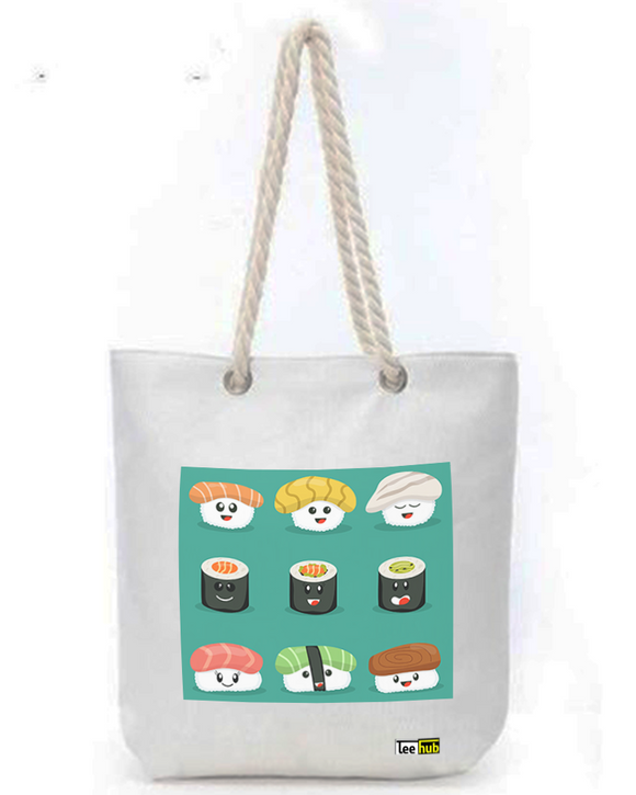 Cute Designs-Canvas Tote-with-Zipper-Thick-Rope-Sling-bag-Graphic 5