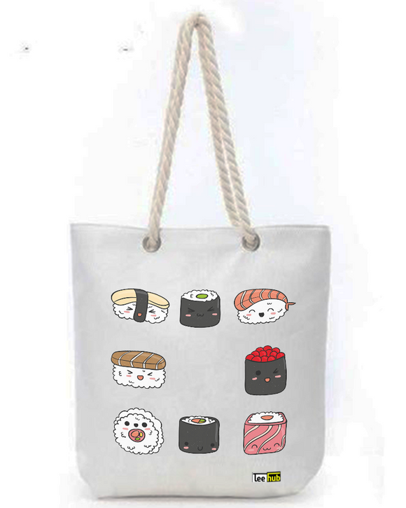 Cute Designs-Canvas Tote-with-Zipper-Thick-Rope-Sling-bag-Graphic 6