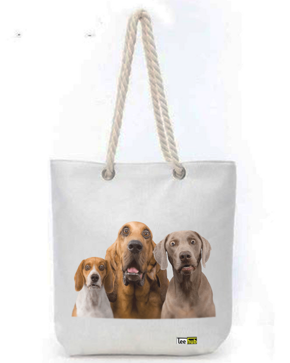 Cats & Dogs Design-Canvas Tote-with-Zipper-Thick-Rope-Sling-bag-Graphic 5
