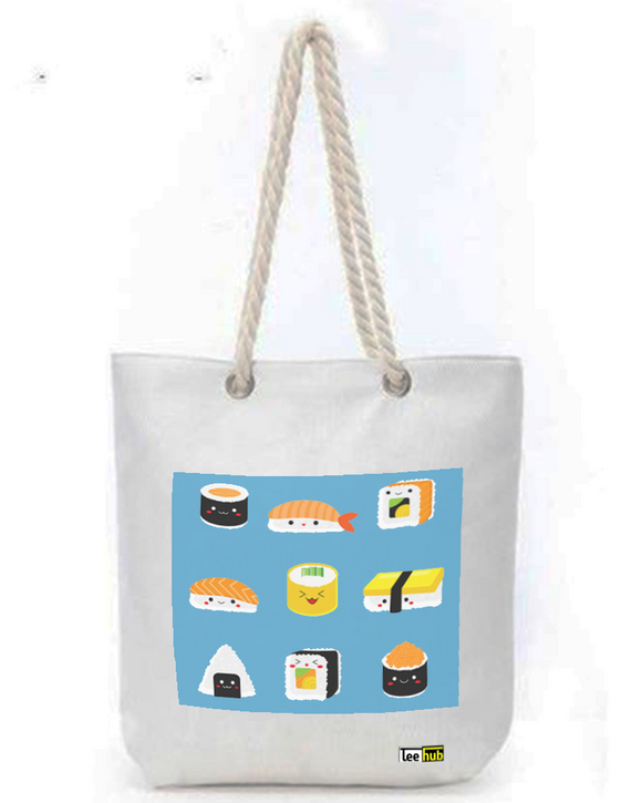 Cute Designs-Canvas Tote-with-Zipper-Thick-Rope-Sling-bag-Graphic 7