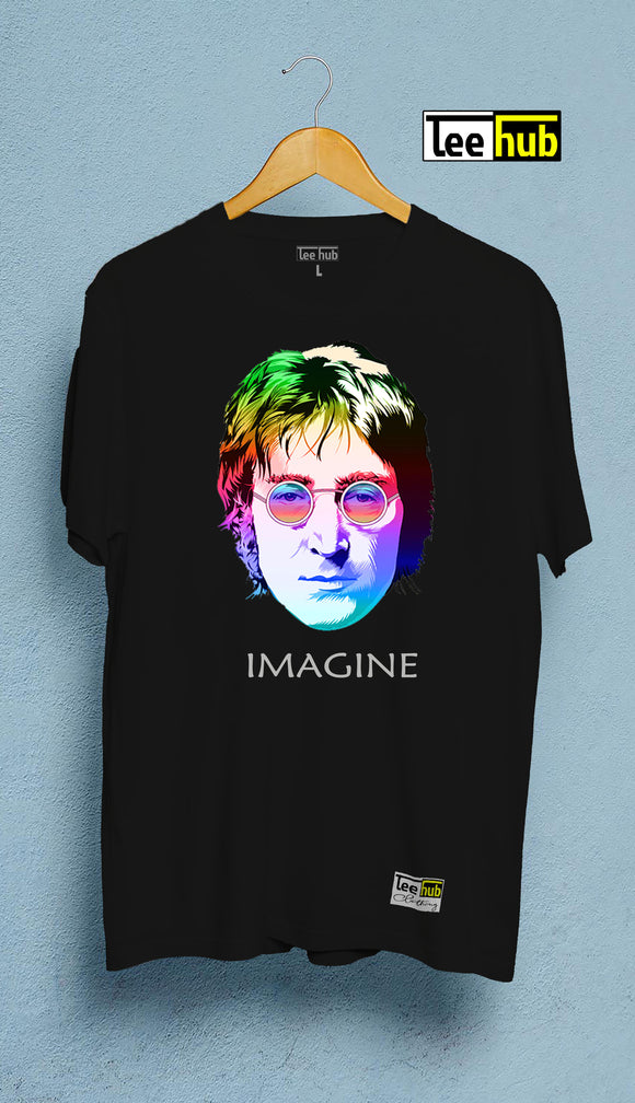 John Lennon Imagine Men's Shirt Black Fashion Unisex T Shirt Short Sleeve T-shirt Men's  Black T-Shirt