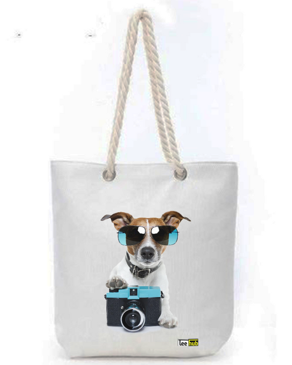Cats & Dogs Design-Canvas Tote-with-Zipper-Thick-Rope-Sling-bag-Graphic 7