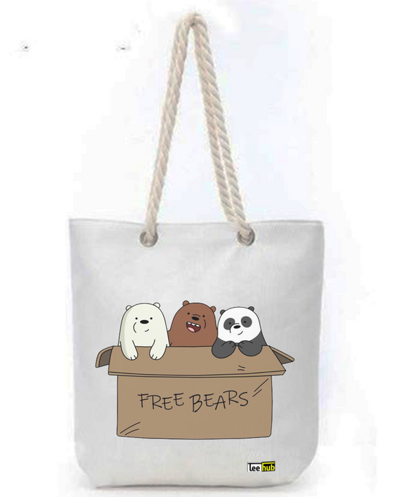 Cute Designs-Canvas Tote-with-Zipper-Thick-Rope-Sling-bag-Graphic 8
