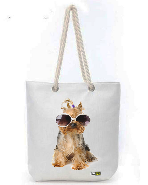 Cats & Dogs Design-Canvas Tote-with-Zipper-Thick-Rope-Sling-bag-Graphic 8