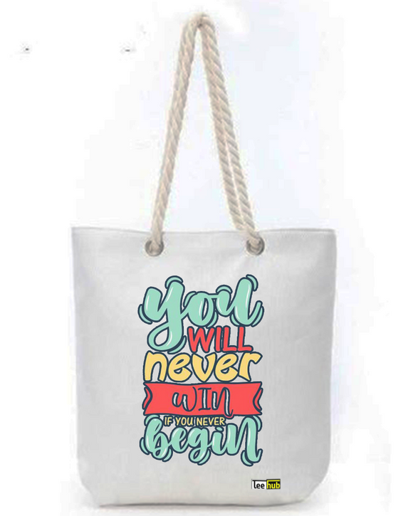 Positive Quotes-Canvas Tote-with-Zipper-Thick-Rope-Sling-bag-Graphic 8