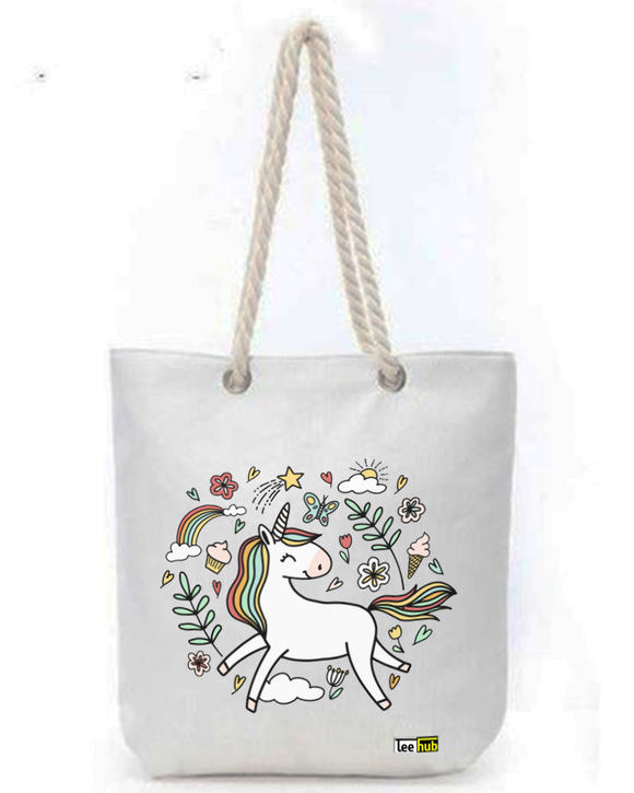Cute Designs-Canvas Tote-with-Zipper-Thick-Rope-Sling-bag-Graphic 9