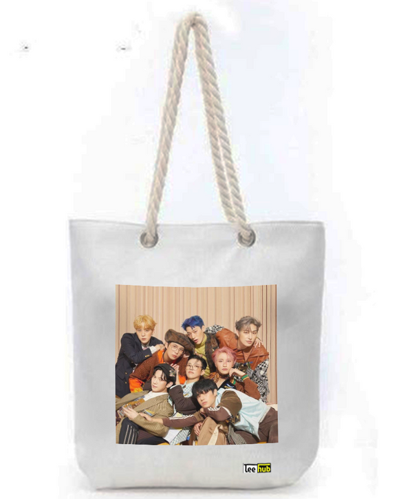 ATEEZ Canvas Tote-with-Zipper-Thick-Rope-Sling-bag