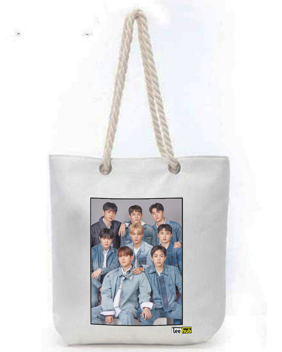 EXO Canvas Tote-with-Zipper-Thick-Rope-Sling-bag