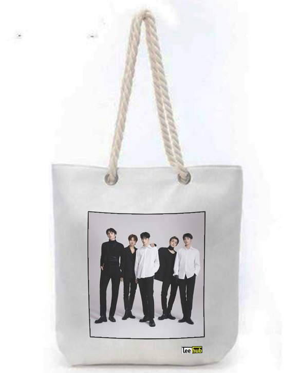 TXT Canvas Tote-with-Zipper-Thick-Rope-Sling-bag