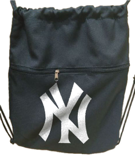 New York String Bag  Drawstring Bag With Extra Pocket Zipper
