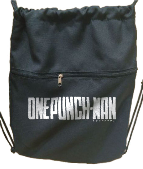 One Punch Man String Bag  Drawstring Bag With Extra Pocket Zipper