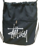 Stussy String Bag  Drawstring Bag With Extra Pocket Zipper